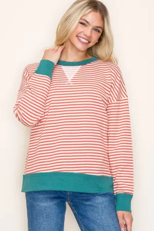 TEXTURED STRIPE PULLOVER TOP
