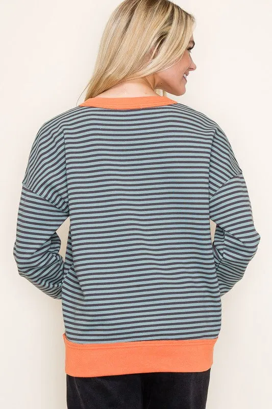 TEXTURED STRIPE PULLOVER TOP