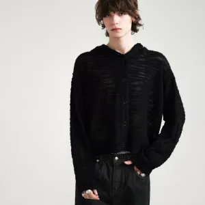 Textured Wool Knit Cardigan