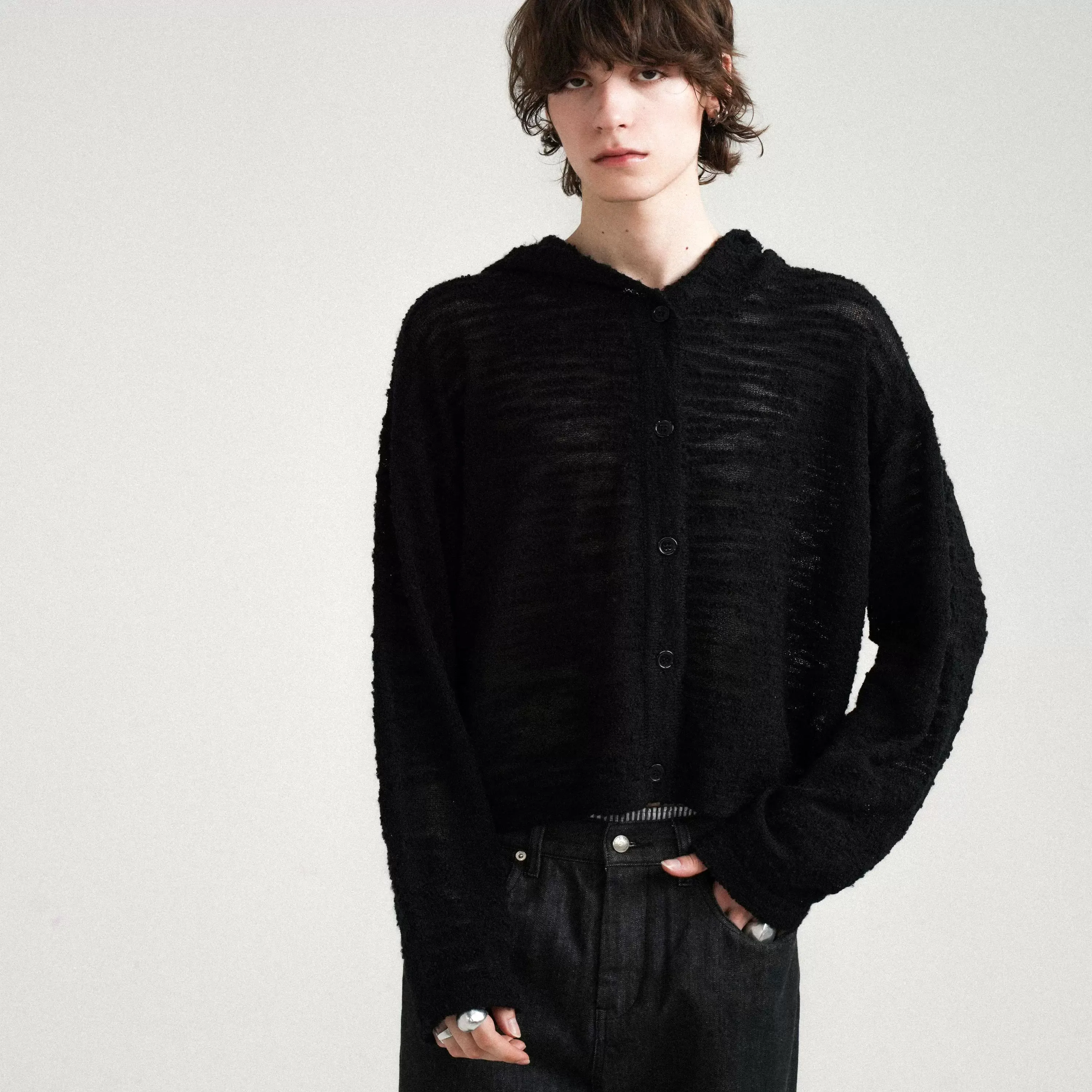 Textured Wool Knit Cardigan