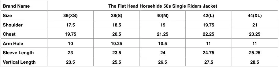 The Flat Head Horsehide 50s Single Riders Jacket (Brown Tea-Cored)