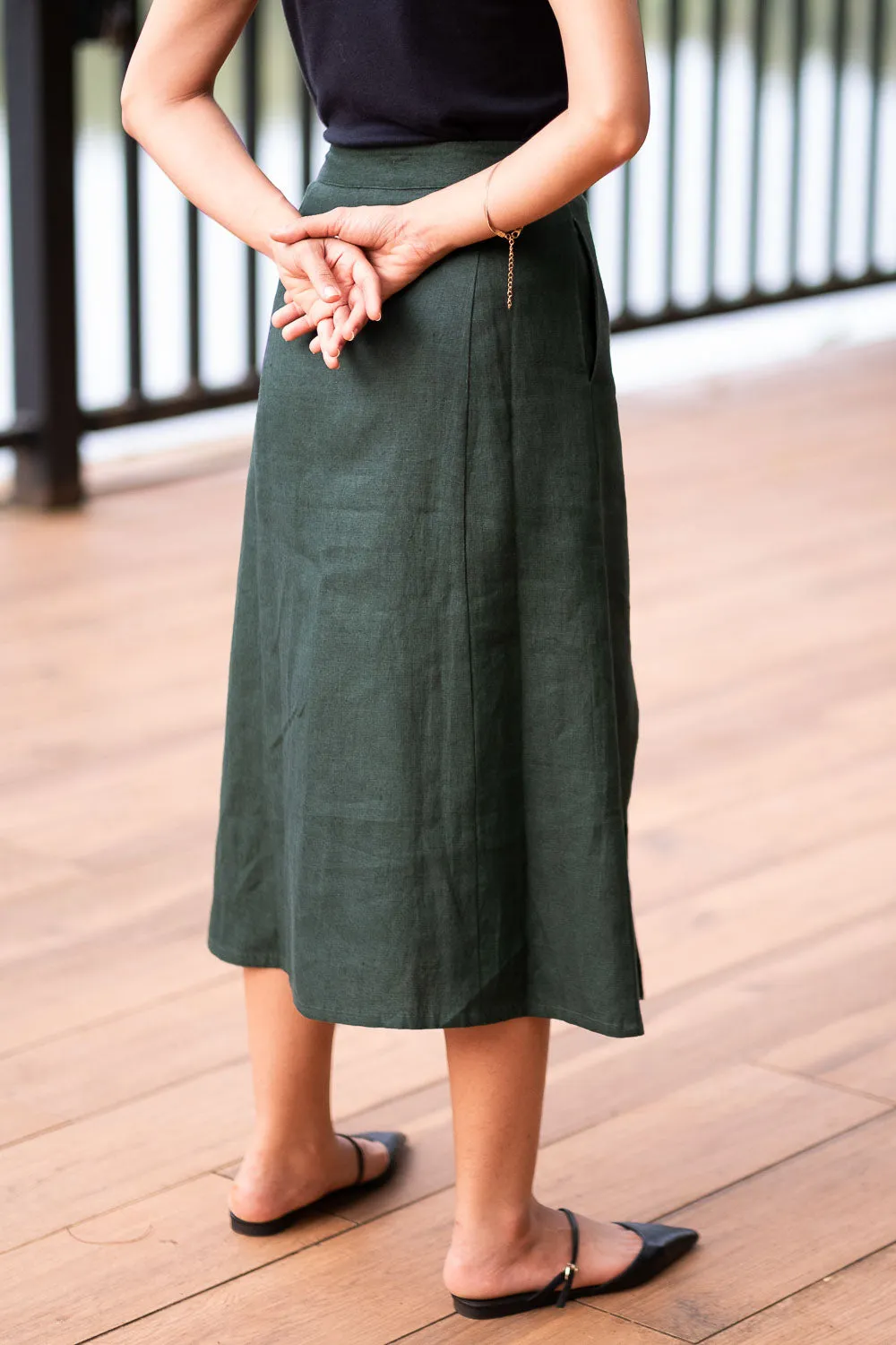 The Heavy Linen Midi Skirt