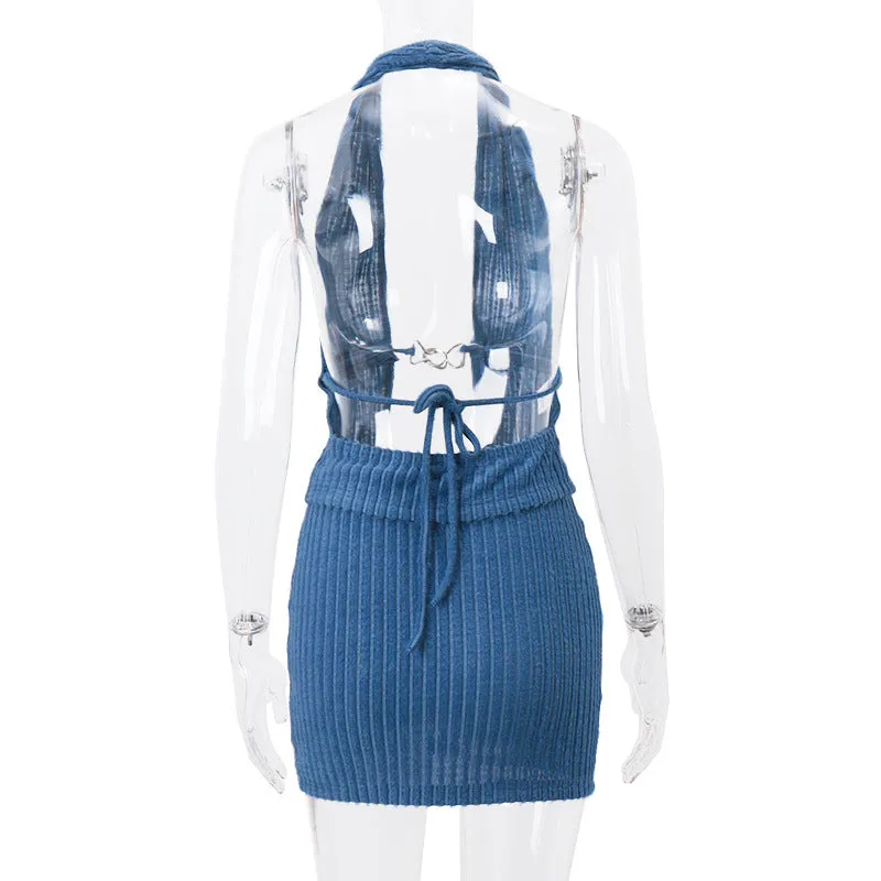 THREAD HALTER SKIRT SET
