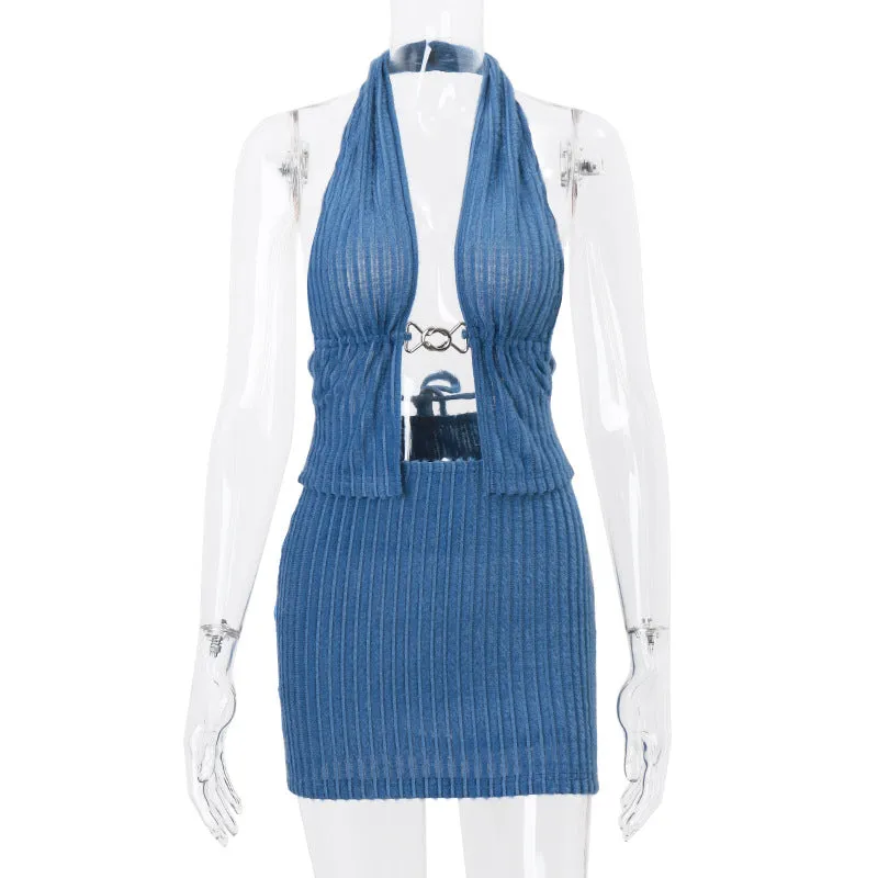 THREAD HALTER SKIRT SET