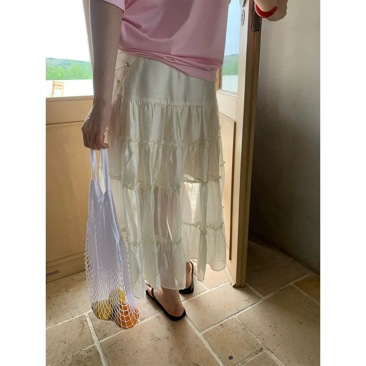 Tiered Pleated Skirt