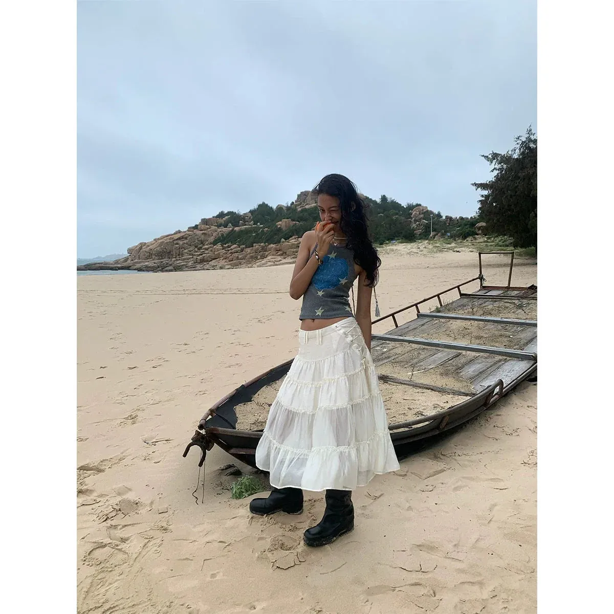 Tiered Pleated Skirt