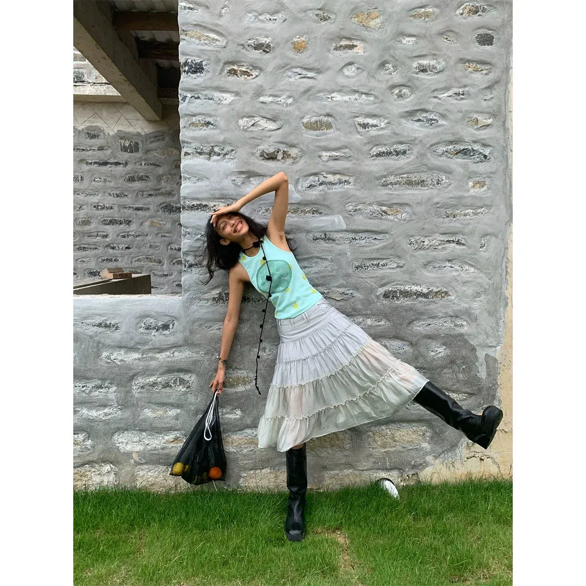 Tiered Pleated Skirt