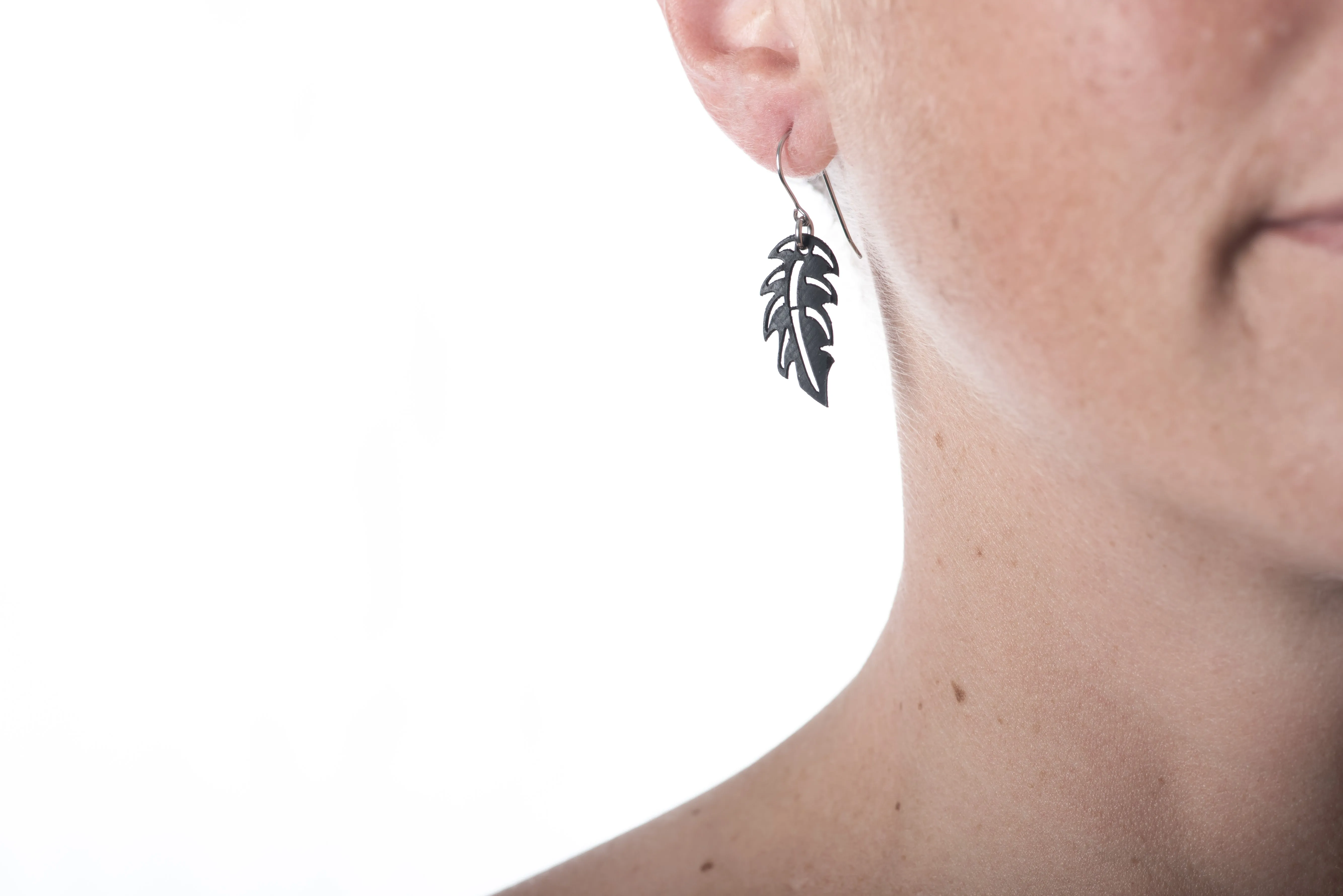 tiny feather earring
