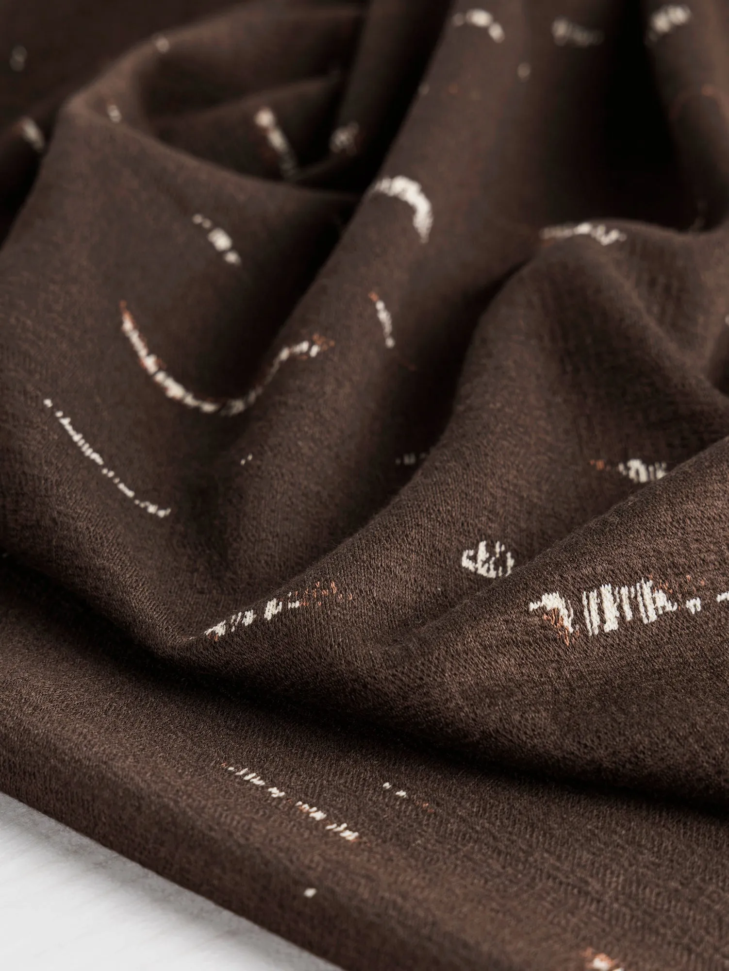 Tree Bark Jacquard Knit Deadstock - Brown