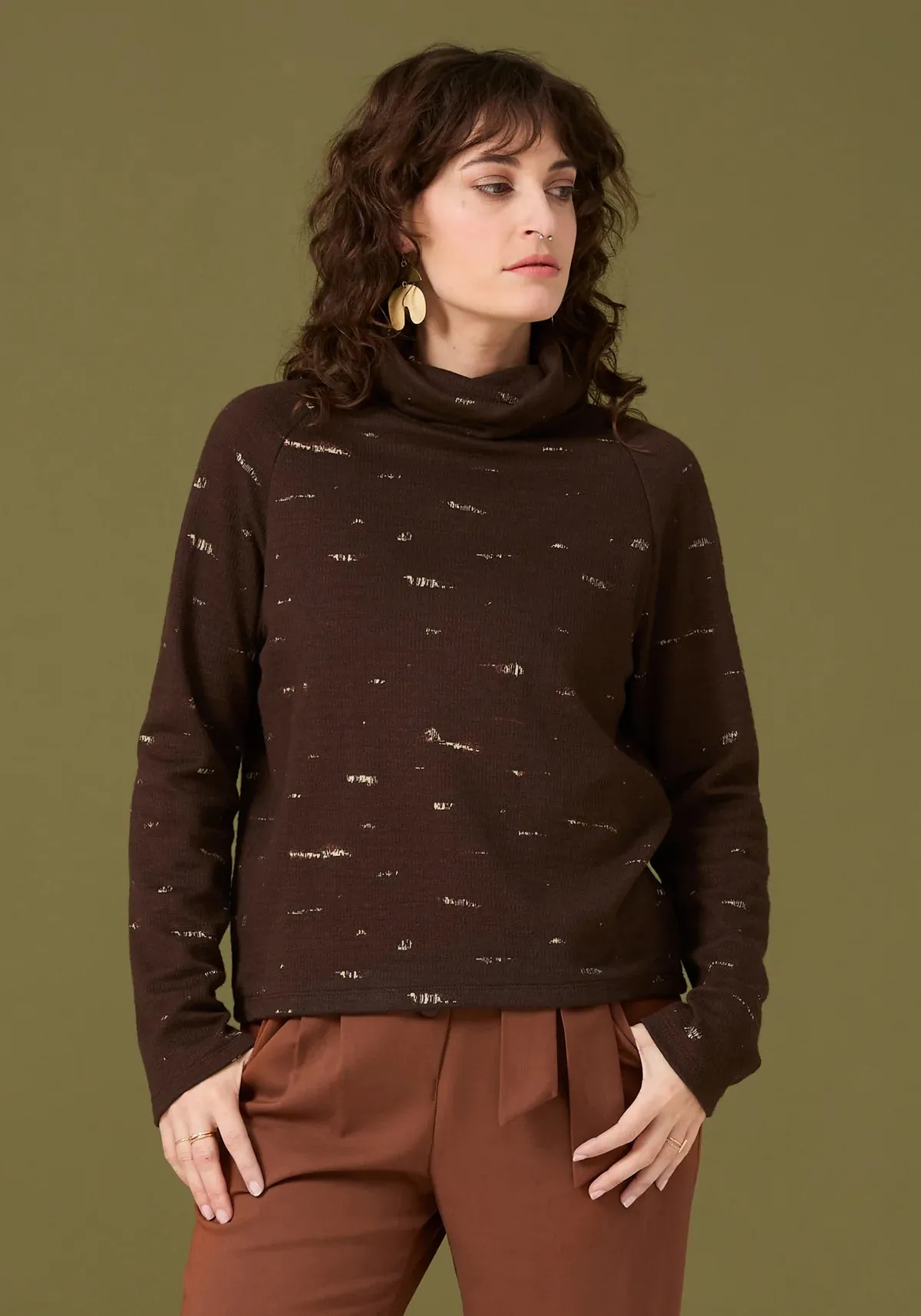Tree Bark Jacquard Knit Deadstock - Brown