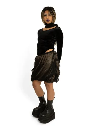 Tulle overlay bubble skirt