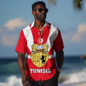 Tunisia Independence Day Hawaiian Shirt with Coat of Arms and Flag Style LT01