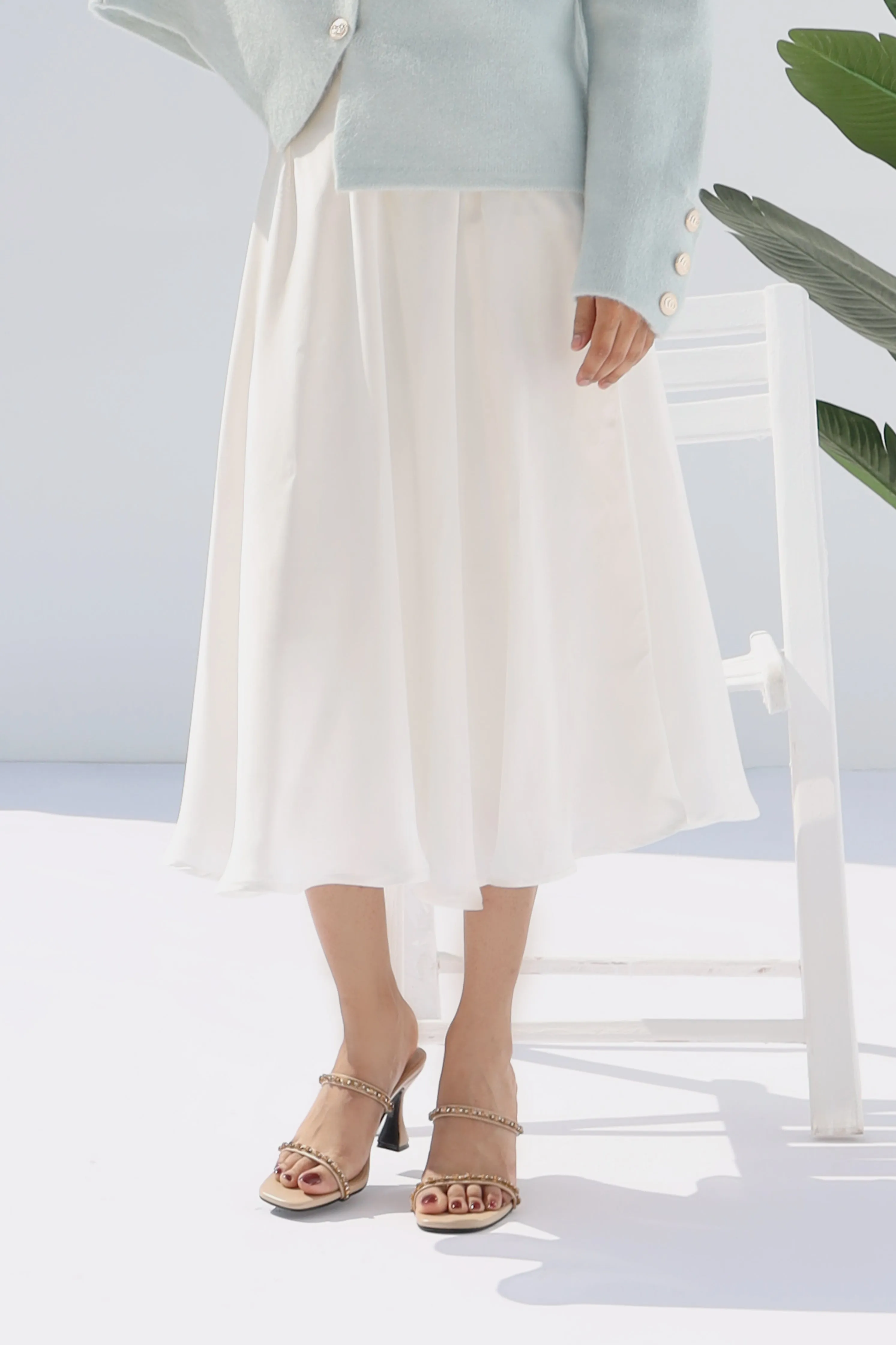 TwirlTide Skirt Pearl White