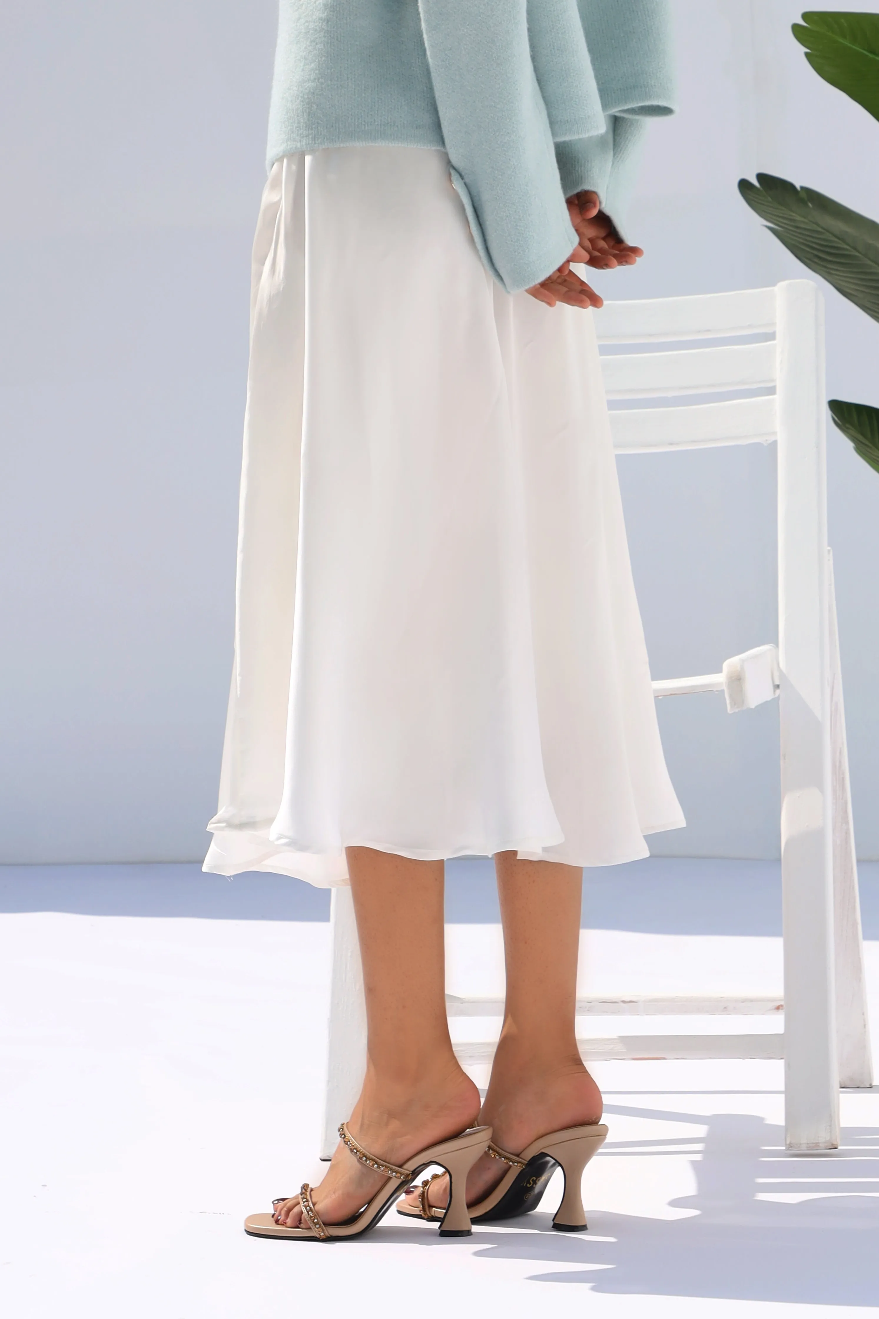 TwirlTide Skirt Pearl White