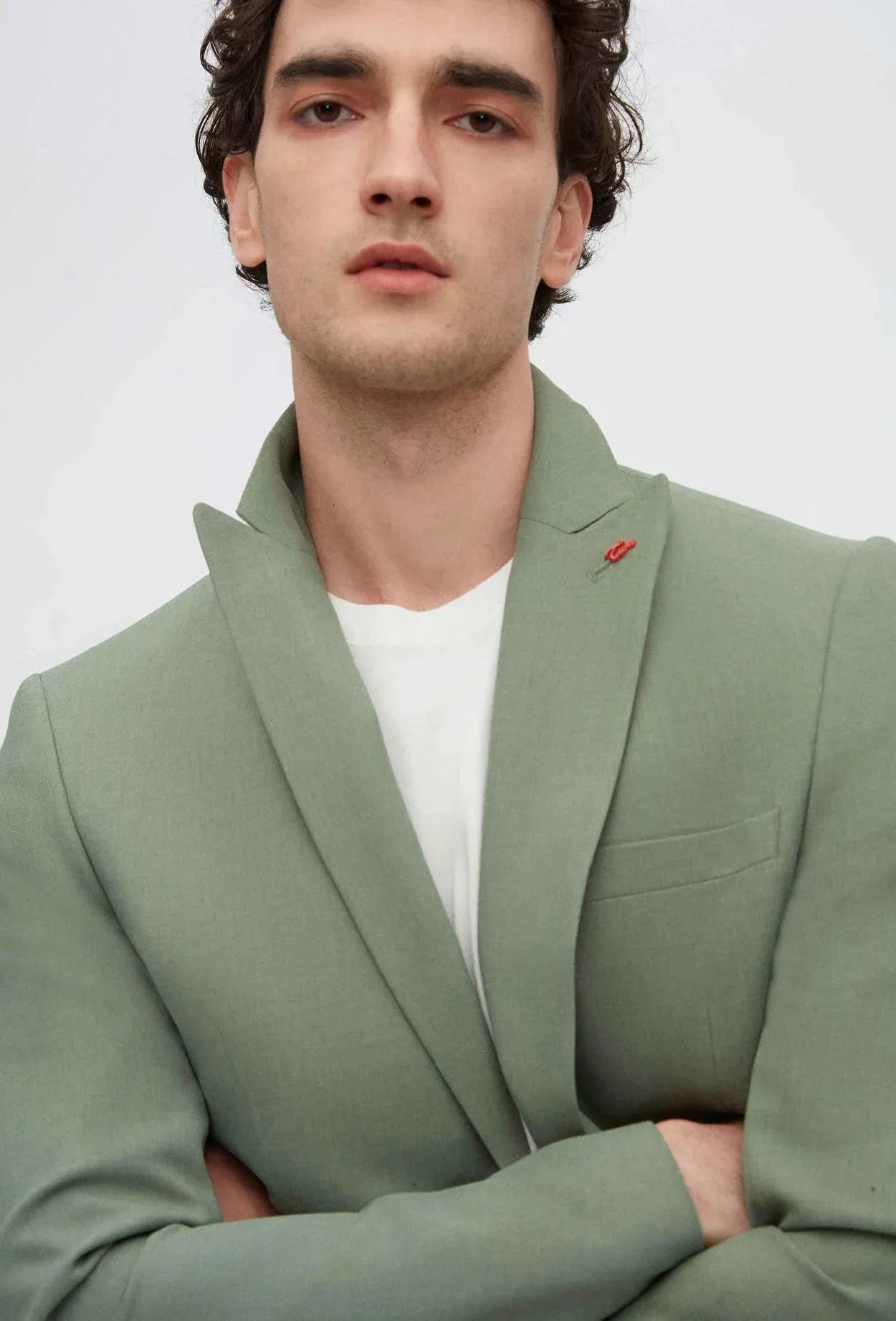 Twn Slim Fit Green Dobby Fabric Jacket