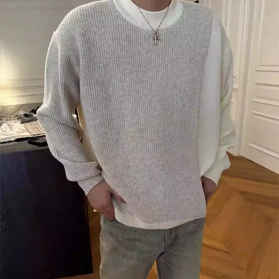 Two-Tone Wool Knit Sweater