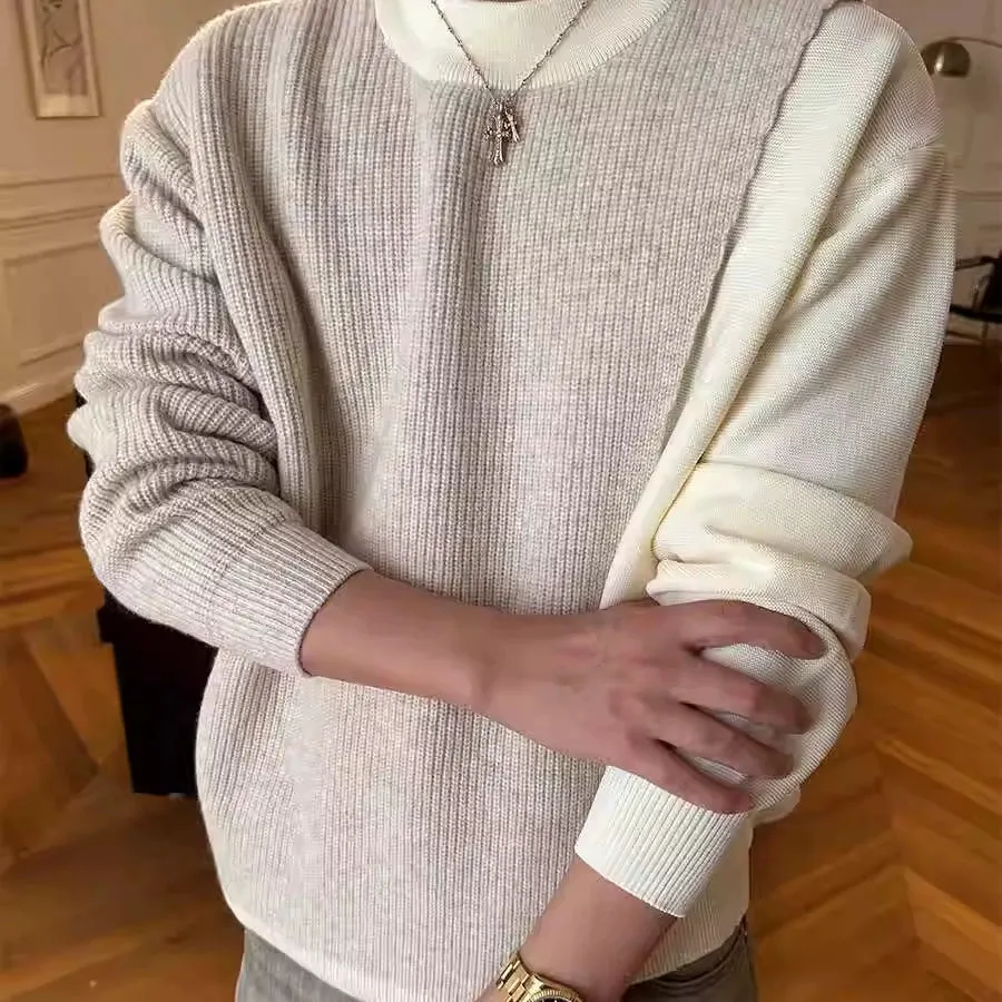 Two-Tone Wool Knit Sweater