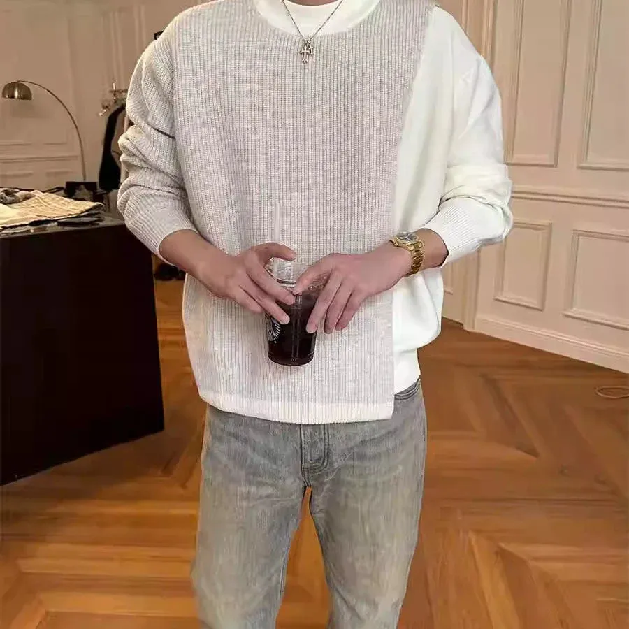 Two-Tone Wool Knit Sweater
