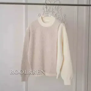 Two-Tone Wool Knit Sweater
