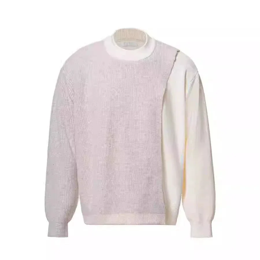 Two-Tone Wool Knit Sweater