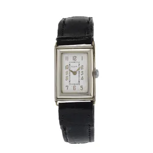 Ultra Rare Elgin 14K White Gold Filled Tank Watch Manual Wind