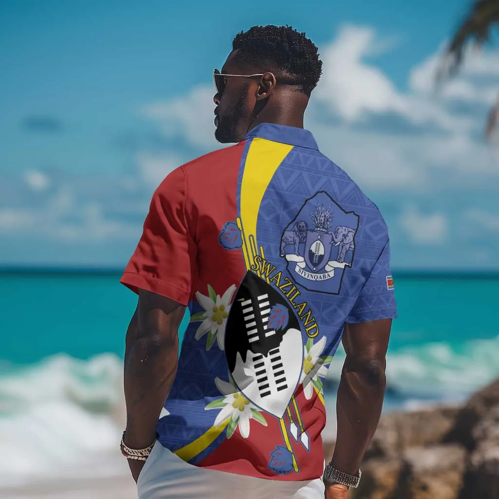 Umbuso weSwatini Hawaiian Shirt Nguni Shield Edelweiss Flower LT15