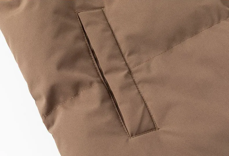 Unisex Thickened Puffer Jacket with Relaxed Fit and Stand-Up Collar