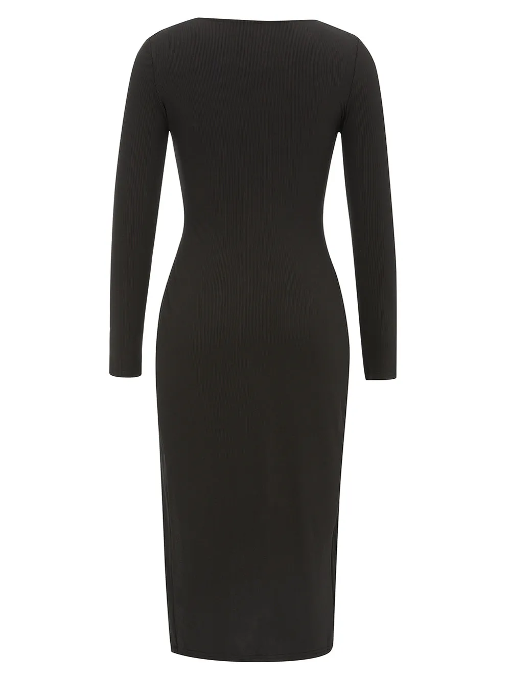 V Neck Low Cut Midi Bodycon Dress HB03031