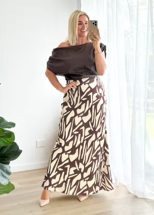 Vance Maxi Skirt - Choc Vanilla