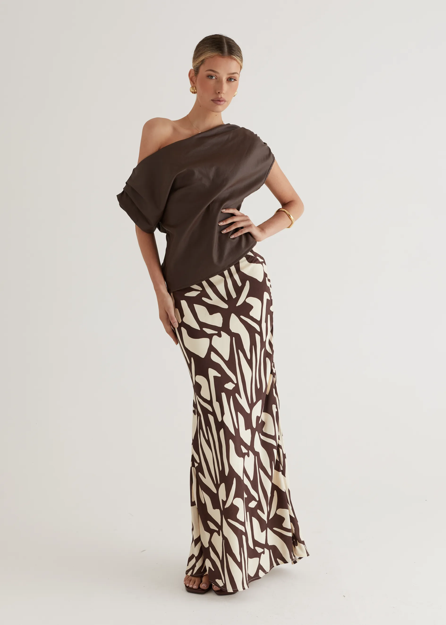 Vance Maxi Skirt - Choc Vanilla
