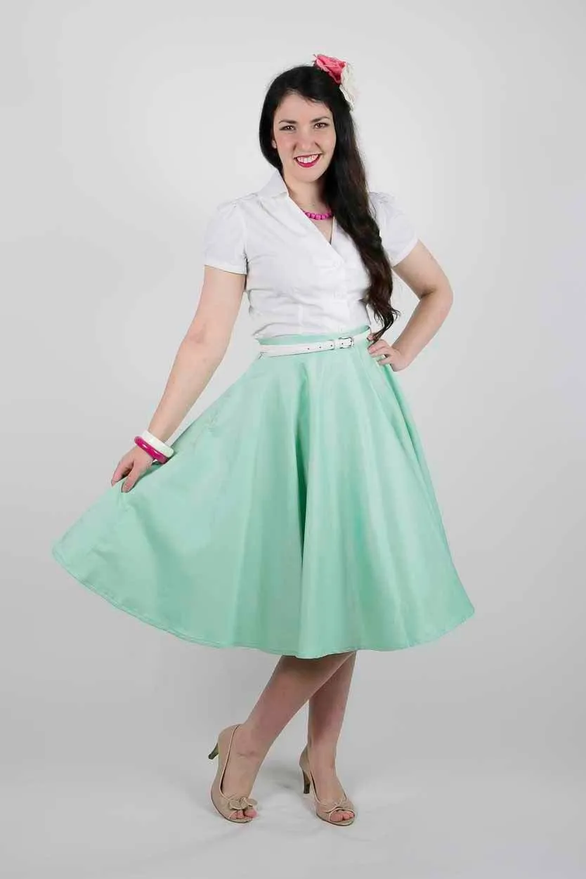 VANESSA KELLY MINT SWING SKIRT SZ 18