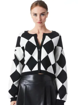 Verena Jacquard Textured Cardigan - Soft White / Black