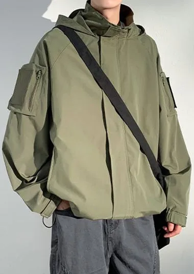 Versatile Men's Raincoat with Bellows Pocket and Hood