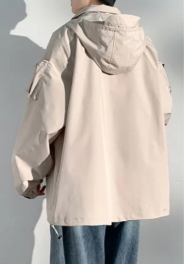 Versatile Men's Raincoat with Bellows Pocket and Hood