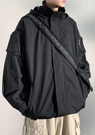Versatile Men's Raincoat with Bellows Pocket and Hood