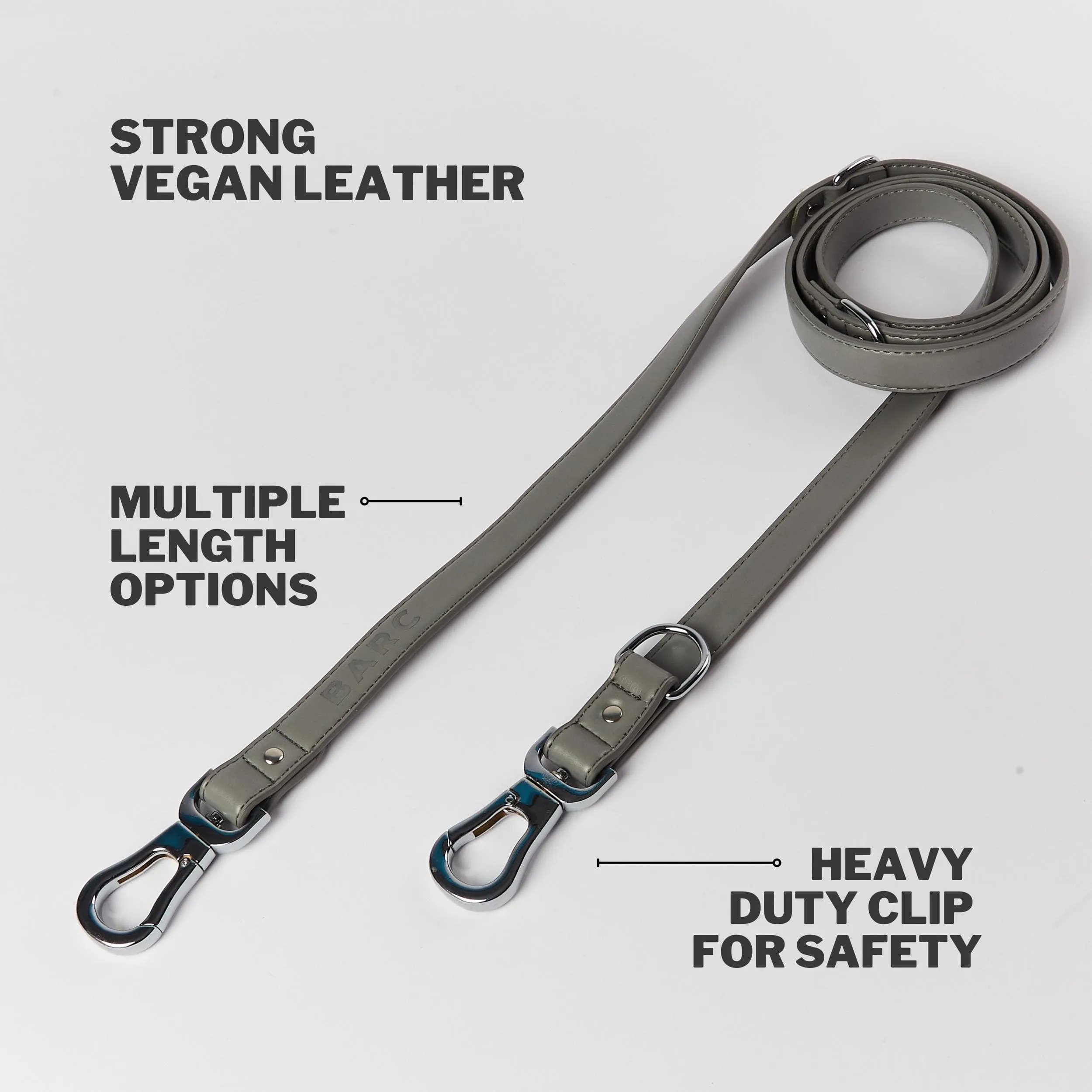 Versatile Vegan Leather Lead | Ash Grey