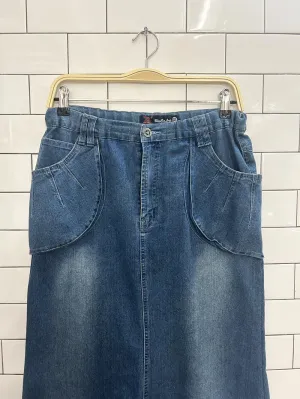 vintage 00s embroidered denim maxi skirt
