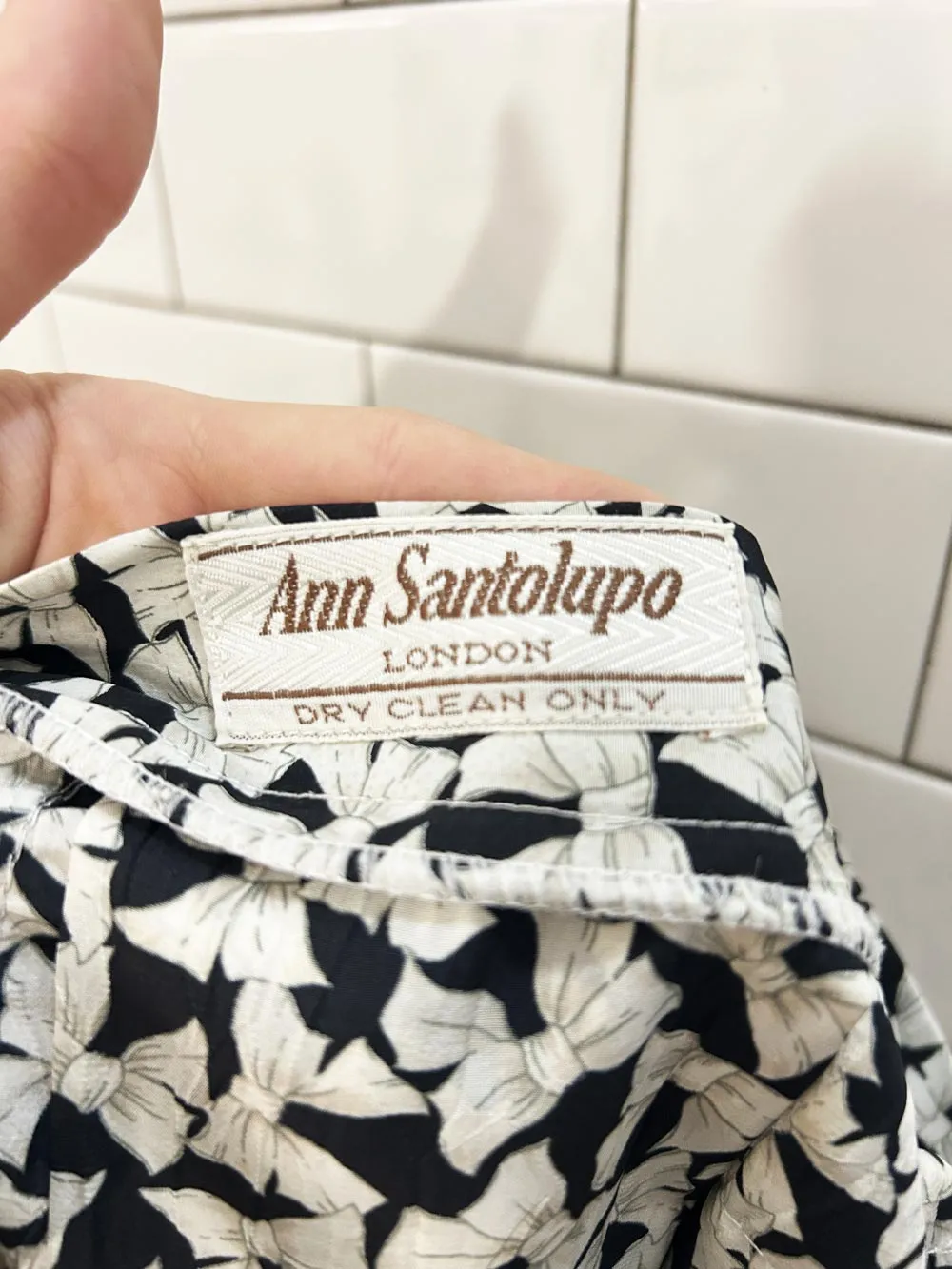 vintage ann santolupo bow print pleated midi skirt