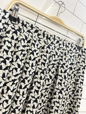 vintage ann santolupo bow print pleated midi skirt