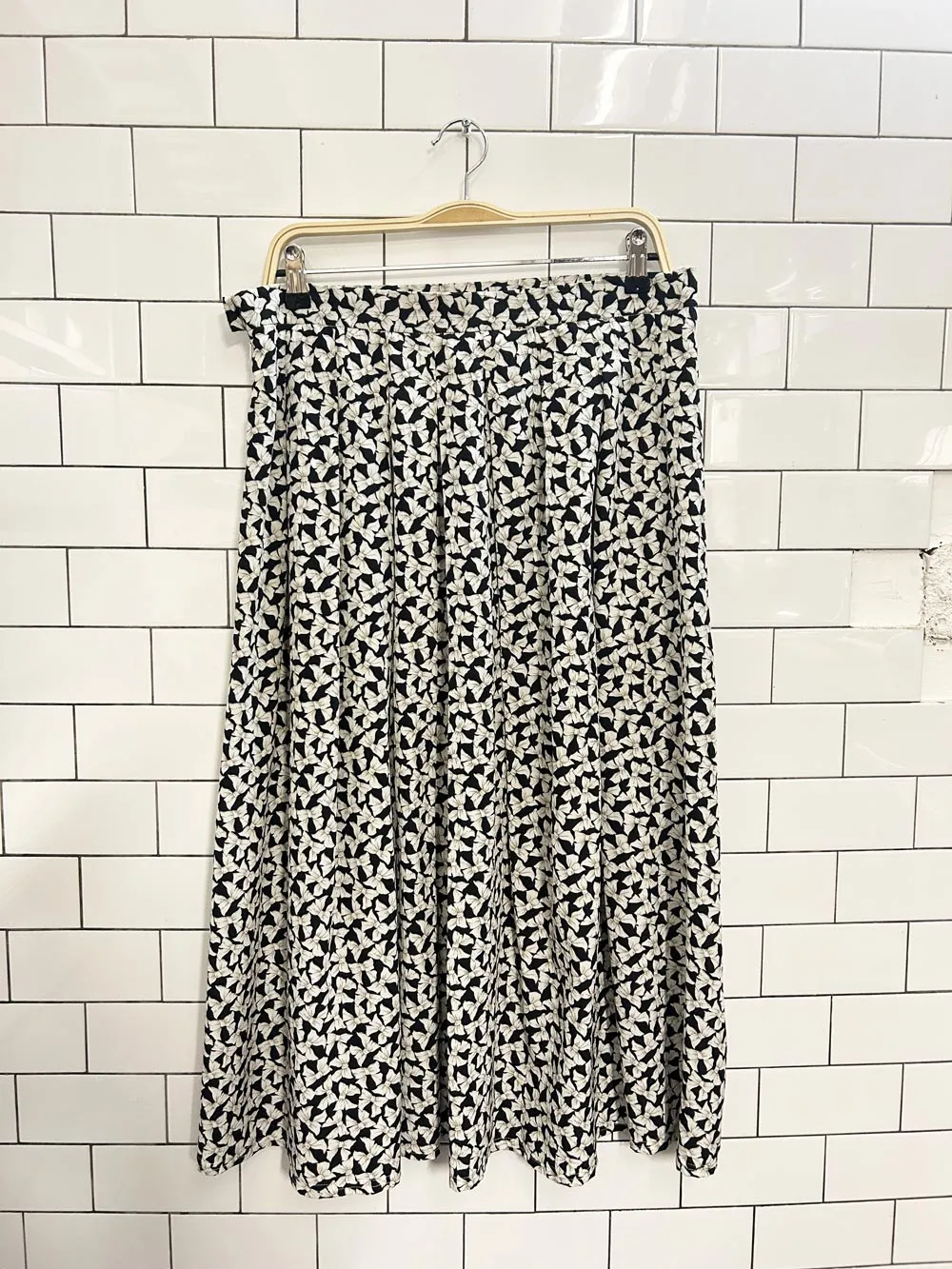 vintage ann santolupo bow print pleated midi skirt