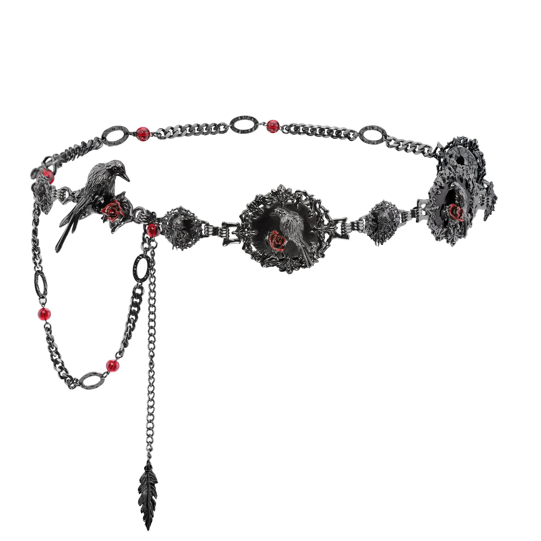 Vintage Bird Rose Medallion Chain Belt