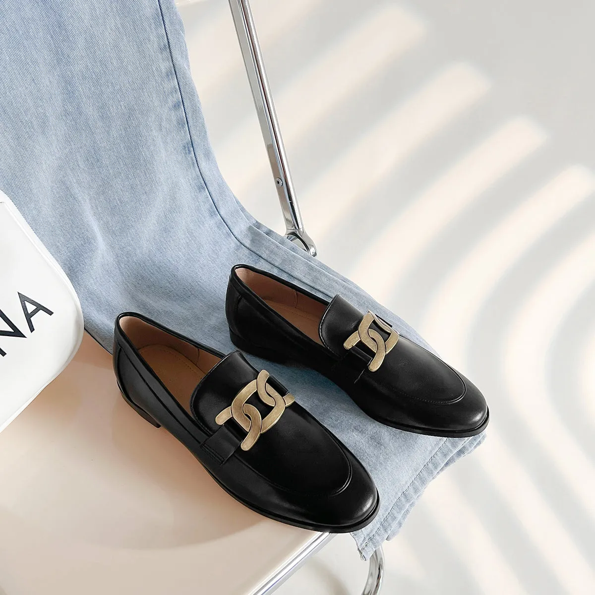 VINTAGE BRITISH-STYLE SQUARE HEEL LOAFERS 7212