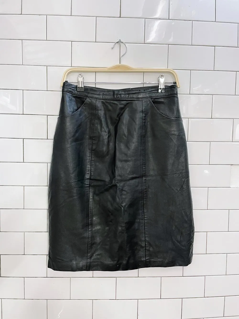 vintage collage lambskin leather mini skirt