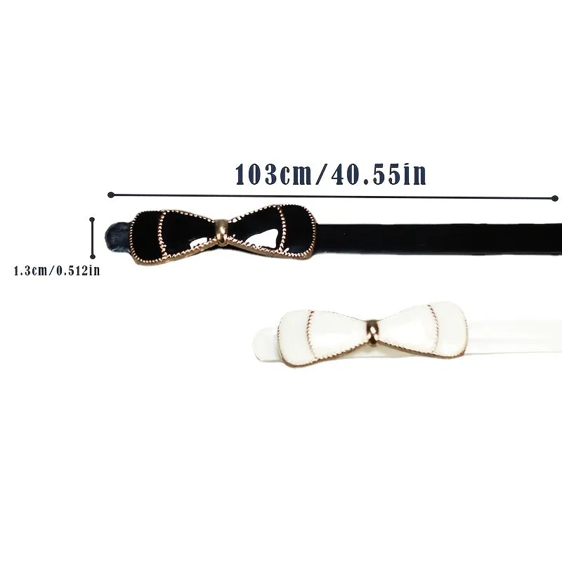 Vintage Studded Bow Belt for Women Faux Leather Waist Accessory