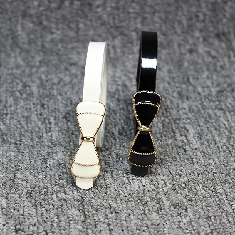 Vintage Studded Bow Belt for Women Faux Leather Waist Accessory