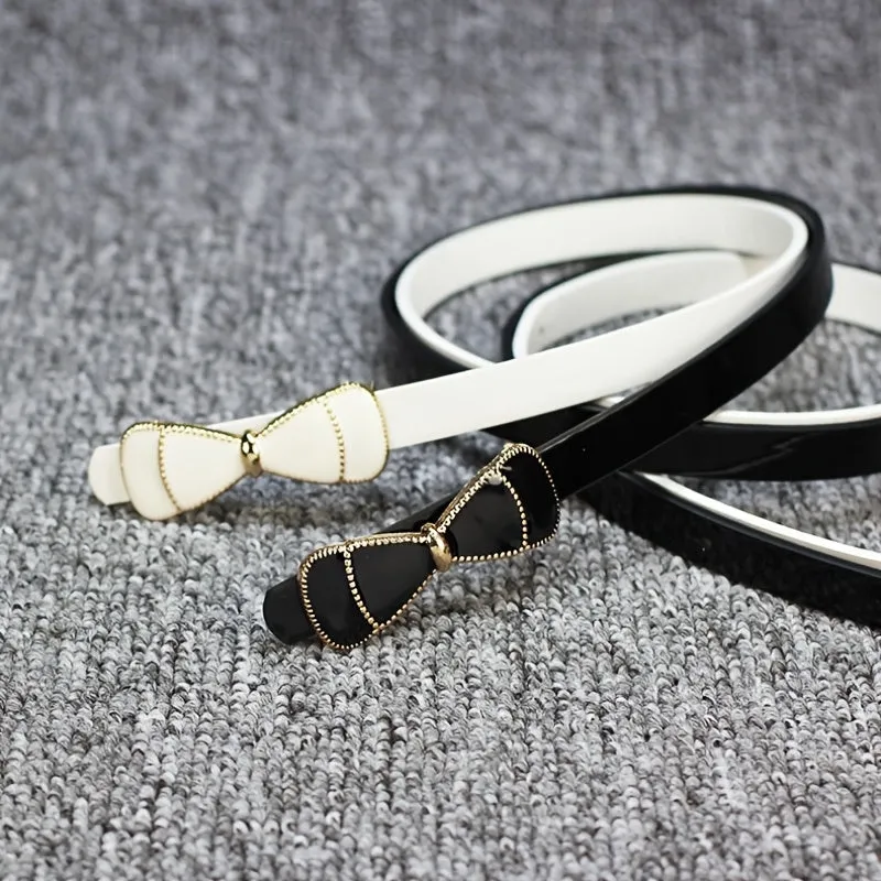 Vintage Studded Bow Belt for Women Faux Leather Waist Accessory