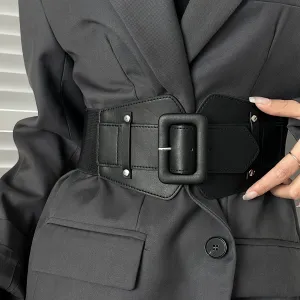 Vintage Style Rivet Detail Corset Belt with Wide Elastic Waist Cinche