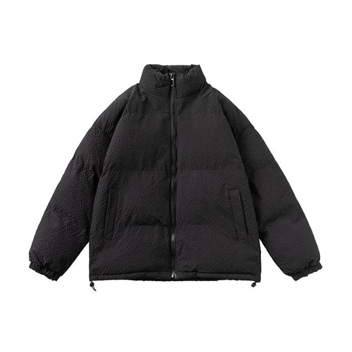 Vintage-style Zip-up Puffer Jacket for Unisex Wear
