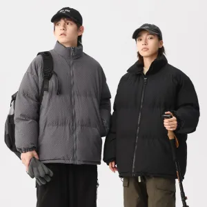 Vintage-style Zip-up Puffer Jacket for Unisex Wear