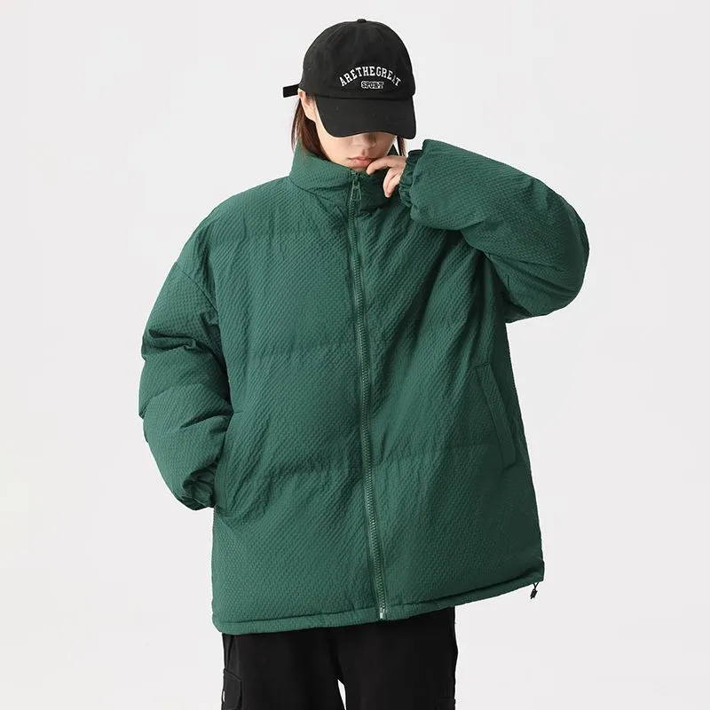 Vintage-style Zip-up Puffer Jacket for Unisex Wear